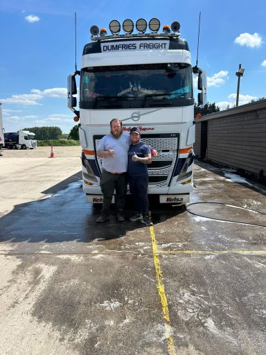 Chris and a colleague at Welford Truck Wash